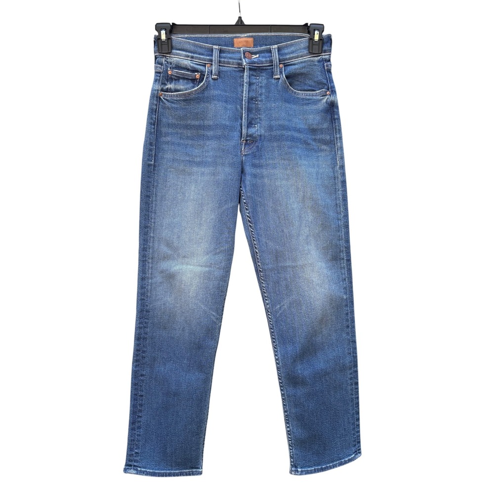 Mother Womens 26 The Tomcat Jeans Blue Layover High Rise Straight Leg Button Fly